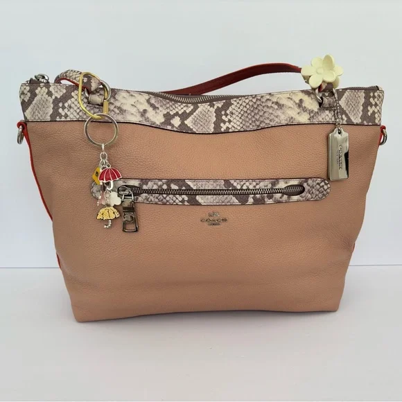 Coach Tyler Tote in Polished Pebble Leather with Python-Embossed Trim (F11759) - Picture 1 of 12